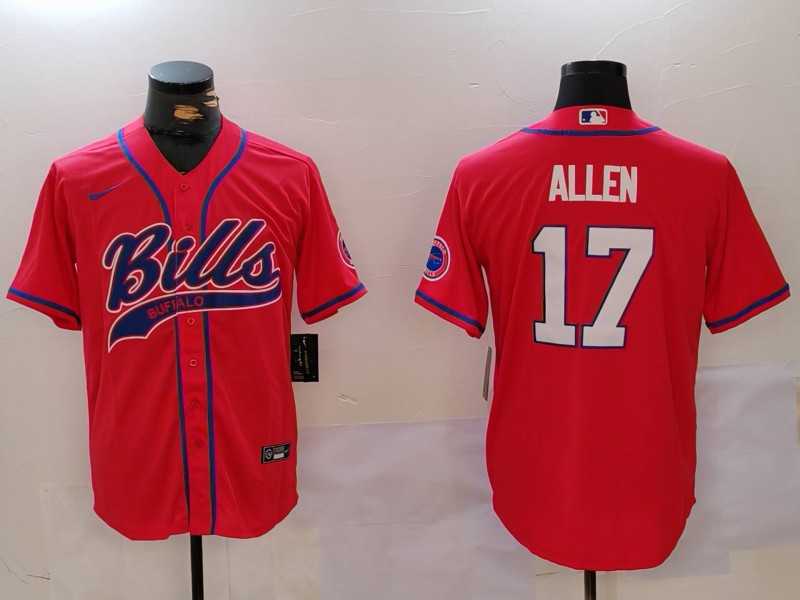 Men%27s Buffalo Bills #17 Josh Allen Red Cool Base Stitched Baseball Jersey